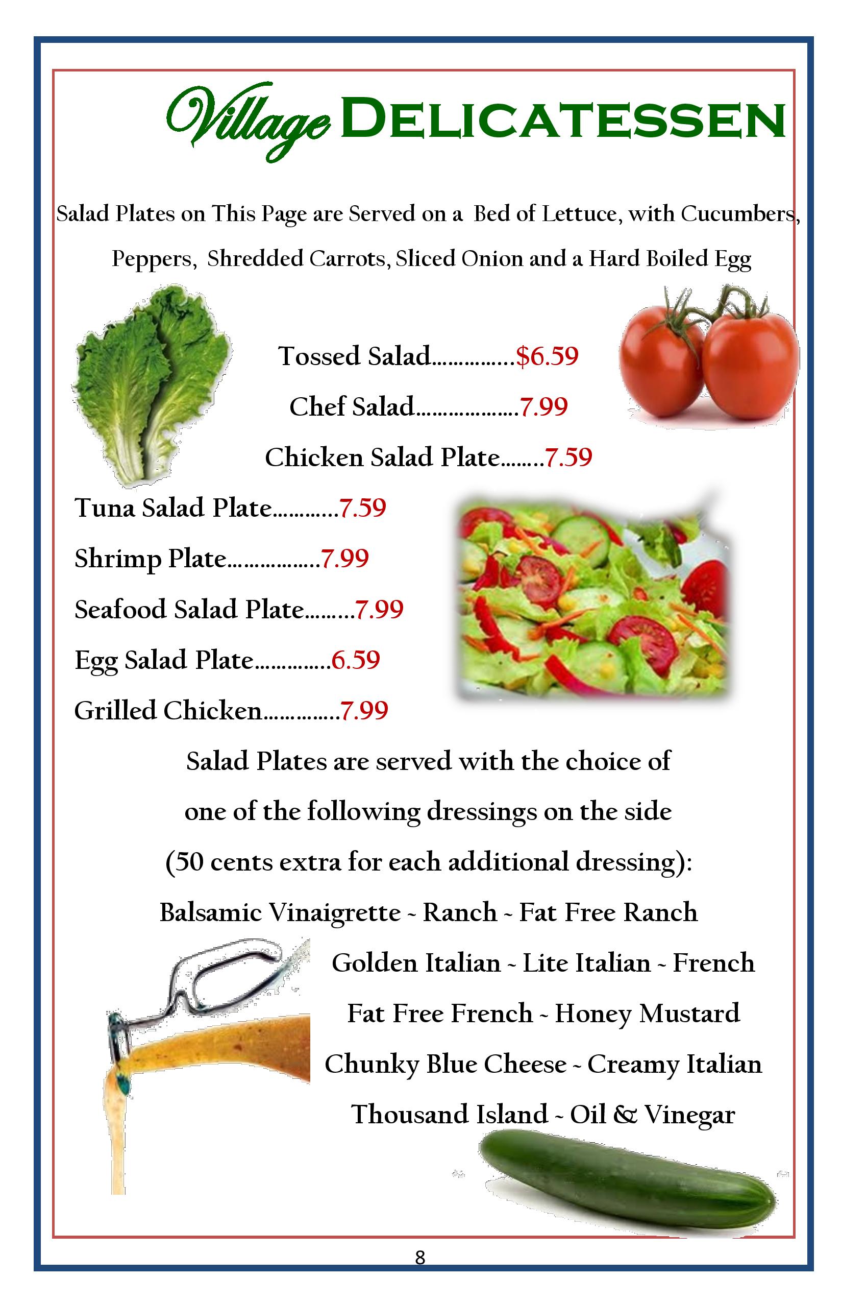 Lunch Menu Carle Place Village Delicatessen