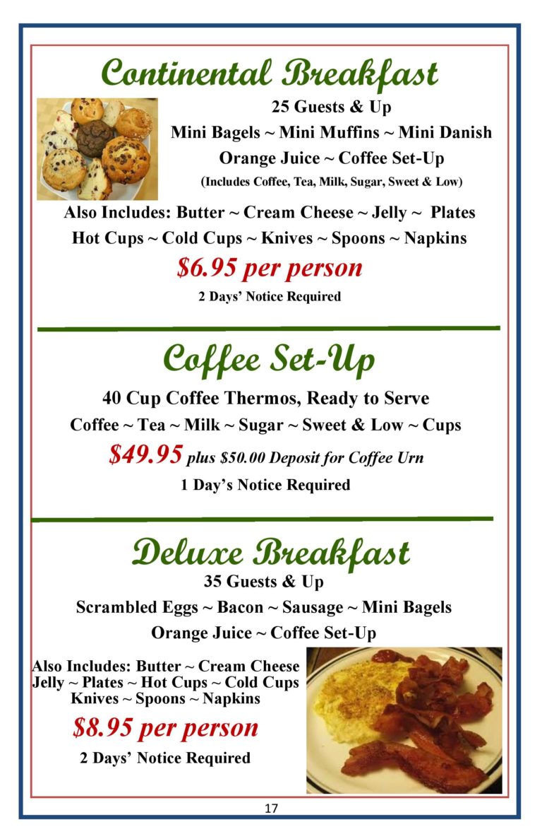 Catering Menu Carle Place Village Delicatessen